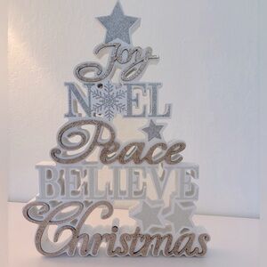 Ashland Christmas Tree Word Art Tabletop Decor -Joy Noel Peace Believe Christmas